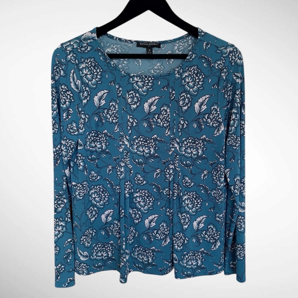 Banana Republic Floral Print Pullover Long-Sleeve Blouse